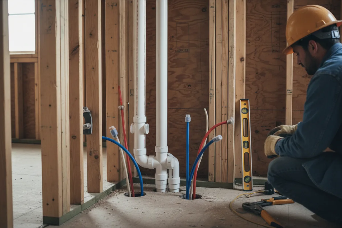 Drain and supply rough-in during Drain Cleaning in Sterling Heights
