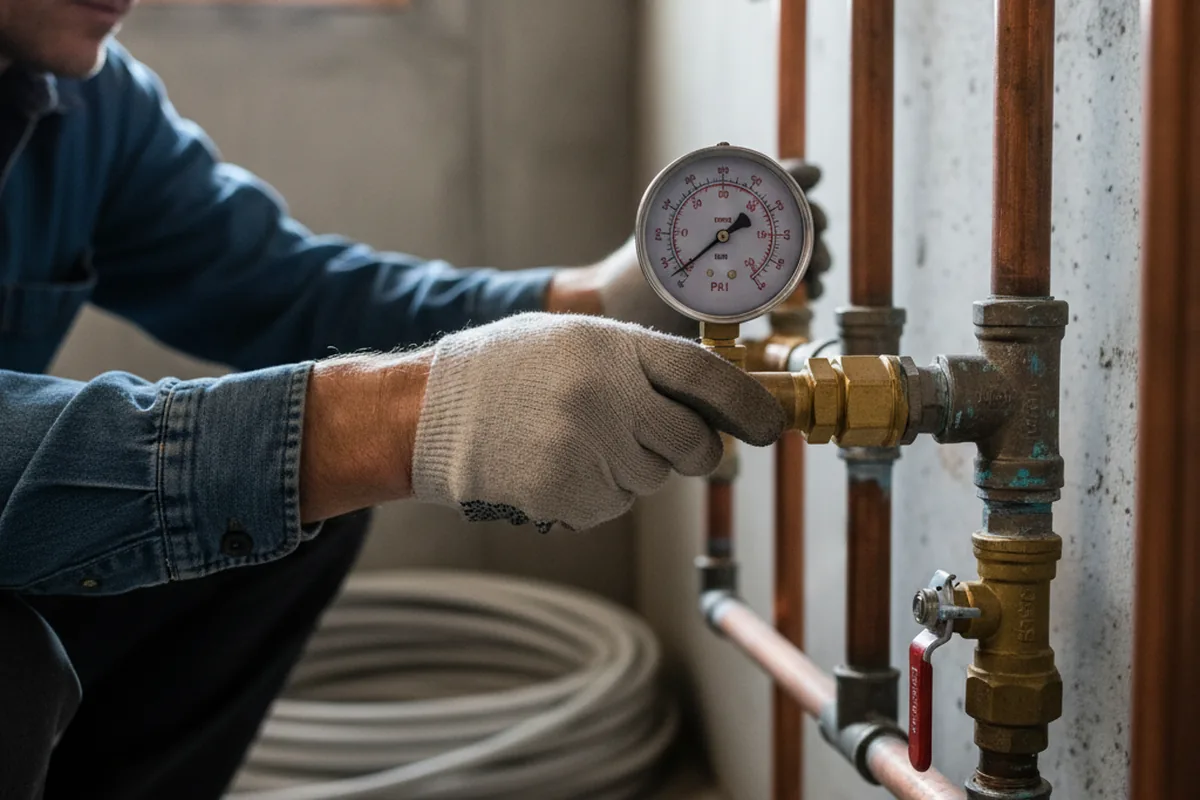 Pressure testing a repaired line during Water Line Repair in Sterling Heights